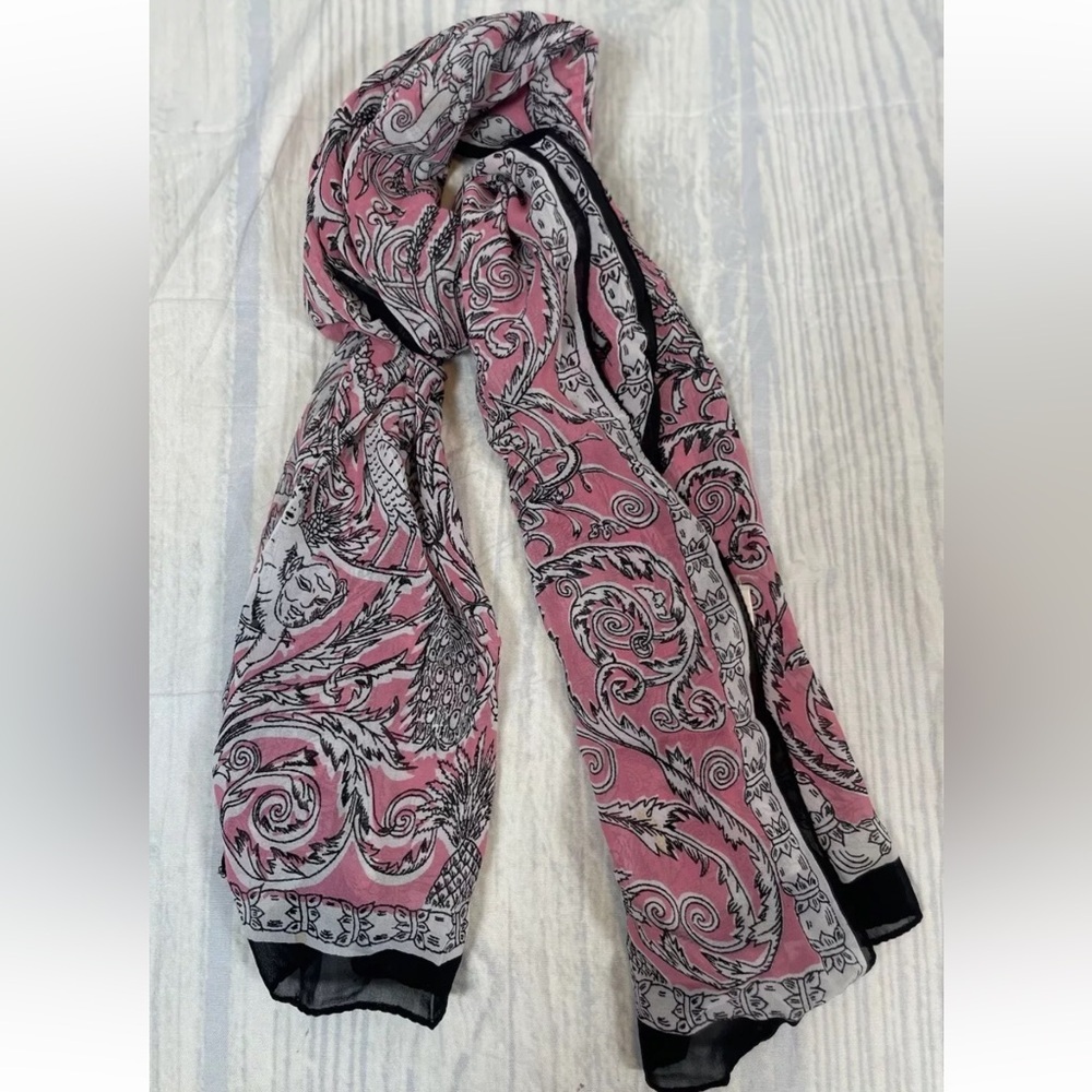 VINTAGE BABE CREATION Woman's Neck‎ Scarf Head Wrap Pink Black cherubs angels